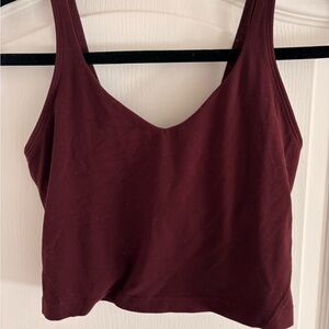 lululemon Burgundy wine crop tank with built in bra